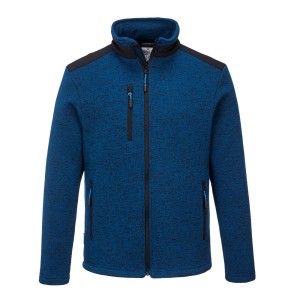 A blue workwear garment designed for use on construction sites and in industrial work environments.,