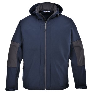 A navy blue workwear garment designed for use on construction sites and in industrial work environments.,