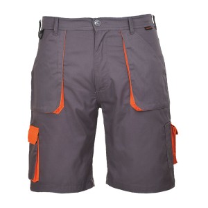 A grey workwear garment designed for use on construction sites and in industrial work environments.,