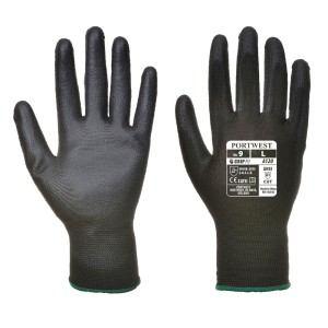 A pair of white work gloves with a textured grip palm and adjustable wrist closure, designed for general site use.