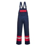 A navy blue workwear garment featuring flame-resistant fabric, suitable for a wide range of outdoor and site work applications.