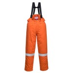 A orange workwear garment featuring anti-static properties, flame-resistant fabric, suitable for a wide range of outdoor and site work applications.