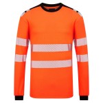A orange work shirt featuring flame-resistant fabric, suitable for a wide range of outdoor and site work applications.