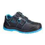 A black workwear garment designed for use on construction sites and in industrial work environments.,