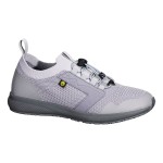 A grey safety trainer with a composite toecap, a cushioned insole, and a lightweight anti-slip sole, suitable for lighter-duty site work.