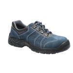 A blue safety trainer with a composite toecap, a cushioned insole, and a lightweight anti-slip sole, suitable for lighter-duty site work.