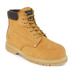 A composite safety boot with an anti-slip sole and padded collar, designed for comfort and protection during extended site work.