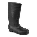 A black workwear garment designed for use on construction sites and in industrial work environments.,