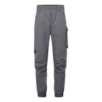A grey workwear garment designed for use on construction sites and in industrial work environments.,
