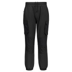 A navy blue workwear garment designed for use on construction sites and in industrial work environments.,