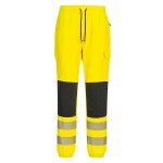 A high-visibility yellow workwear garment featuring retroreflective tape panels, stretch panels for ease of movement, suitable for a wide range of outdoor and site work applications.