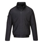 A jacket designed for use on construction sites and in industrial work environments.,
