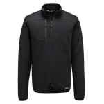 A black work shirt featuring a full-length zip front, suitable for a wide range of outdoor and site work applications.