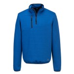 A blue work shirt featuring a full-length zip front, suitable for a wide range of outdoor and site work applications.