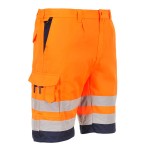 A high-visibility orange workwear garment featuring retroreflective tape panels, suitable for a wide range of outdoor and site work applications.
