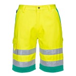 A high-visibility yellow workwear garment featuring retroreflective tape panels, suitable for a wide range of outdoor and site work applications.