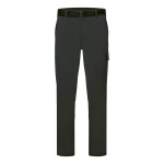 A pair of black work trousers featuring stretch panels for ease of movement, suitable for a wide range of outdoor and site work applications.