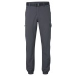 A pair of grey work trousers featuring stretch panels for ease of movement, suitable for a wide range of outdoor and site work applications.