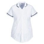 A white workwear garment featuring stretch panels for ease of movement, suitable for a wide range of outdoor and site work applications.
