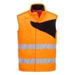 A high-visibility orange workwear garment featuring retroreflective tape panels, suitable for a wide range of outdoor and site work applications.
