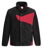 A black workwear garment designed for use on construction sites and in industrial work environments.,