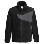 A black workwear garment designed for use on construction sites and in industrial work environments.,