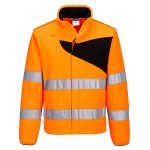 A high-visibility orange workwear garment featuring retroreflective tape panels, suitable for a wide range of outdoor and site work applications.
