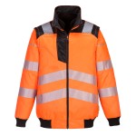 A high-visibility orange jacket featuring retroreflective tape panels, suitable for a wide range of outdoor and site work applications.
