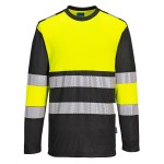 A high-visibility yellow work shirt featuring retroreflective tape panels, suitable for a wide range of outdoor and site work applications.