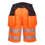 A high-visibility orange workwear garment featuring retroreflective tape panels, functional pockets, suitable for a wide range of outdoor and site work applications.