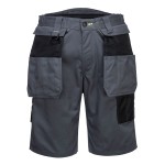 A grey workwear garment designed for use on construction sites and in industrial work environments.,