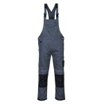 A grey workwear garment designed for use on construction sites and in industrial work environments.,
