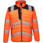 A high-visibility orange jacket featuring retroreflective tape panels, suitable for a wide range of outdoor and site work applications.