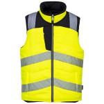 A high-visibility yellow workwear garment featuring retroreflective tape panels, suitable for a wide range of outdoor and site work applications.