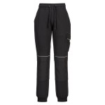 A black workwear garment designed for use on construction sites and in industrial work environments.,
