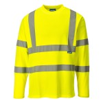 A high-visibility yellow work shirt featuring retroreflective tape panels, suitable for a wide range of outdoor and site work applications.