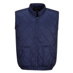A navy blue workwear garment designed for use on construction sites and in industrial work environments.,