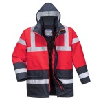 A high-visibility yellow jacket featuring retroreflective tape panels, suitable for a wide range of outdoor and site work applications.