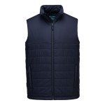 A navy blue safety vest featuring a warm thermal lining, suitable for a wide range of outdoor and site work applications.