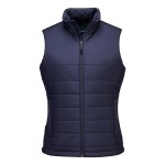 A women's navy blue safety vest featuring a warm thermal lining, suitable for a wide range of outdoor and site work applications.