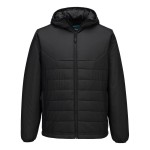 A black padded jacket featuring a warm thermal lining, suitable for a wide range of outdoor and site work applications.