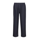 A pair of navy blue work trousers featuring stretch panels for ease of movement, suitable for a wide range of outdoor and site work applications.