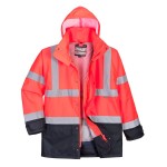 A high-visibility yellow jacket featuring retroreflective tape panels, suitable for a wide range of outdoor and site work applications.