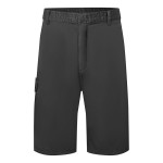 A black workwear garment designed for use on construction sites and in industrial work environments.,