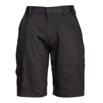 A women's black workwear garment designed for use on construction sites and in industrial work environments.,