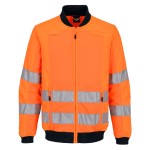 A high-visibility orange jacket featuring retroreflective tape panels, suitable for a wide range of outdoor and site work applications.
