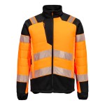 A high-visibility orange jacket featuring retroreflective tape panels, suitable for a wide range of outdoor and site work applications.