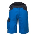 A blue workwear garment designed for use on construction sites and in industrial work environments.,