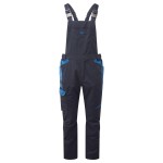 A navy blue workwear garment designed for use on construction sites and in industrial work environments.,