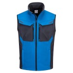 A blue workwear garment designed for use on construction sites and in industrial work environments.,